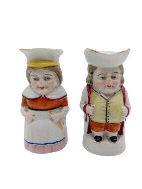 Carl Thieme Toby Jugs Pair Hand Painted German Porcelain 4.5"